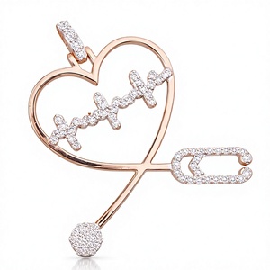 Collar de Lujo con Colgante de Estetoscopio en Forma de Corazón, con Diamantes de Moissanita y Oro Real de 10K, Diseño Moderno, Único y Delicado, Ideal para Regalo - Product Image 1
