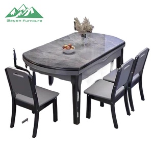 Set da Pranzo Wayon di Lusso in Legno Massello Grigio con Piano in Marmo, <span class=keywords><strong>Arredamento</strong></span> Moderno <span class=keywords><strong>per</strong></span> Cucina - Product Image 6