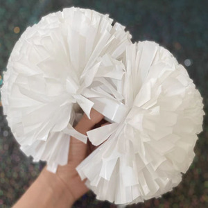 Pompones de porristas amarillos, equipo de baile de plástico Vintage Cheer, mango de plástico, disfraz de <span class=keywords><strong>Halloween</strong></span>, porristas plateadas - Product Image 4