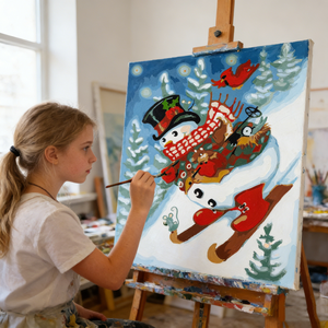 Kit Pittura Fai da Te Albero di Natale e Pupazzo di Neve, Pittura Acrilica Impermeabile su Tela, Facile da Dipingere, Kit Pittura per Albero di Natale con Numeri, Decorazione Casa - Product Image 1