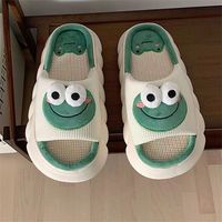 Chaussons bébé en lin motif grenouille, antidérapants, à semelle épaisse, en coton et lin, pour printemps et été, modèle 2026, vente chaude