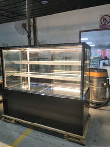 Refrigerador <span class=keywords><strong>de</strong></span> escaparate <span class=keywords><strong>de</strong></span> pasteles <span class=keywords><strong>de</strong></span> 1,<span class=keywords><strong>2</strong></span> <span class=keywords><strong>metros</strong></span> para panadería Pantalla refrigerada con iluminación LED con <span class=keywords><strong>vidrio</strong></span> cuadrado elegante - Product Image 5