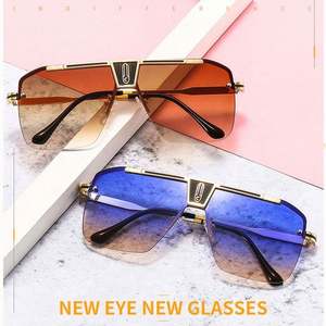 Lunettes de soleil de luxe rétro tendance en métal dégradé, grande monture, pour hommes et femmes, style carré surdimensionné - Product Image 5