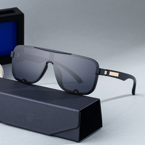 Lunettes de soleil polarisées de luxe pour hommes, monture carrée, noires, verres PC UV400, monture en plastique et métal, protection solaire pour la conduite en extérieur - Product Image 5