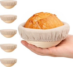 Mini cesta de prueba de pan de masa fermentada de 5 pulgadas Kit de suministros para hornear reutilizable 6-8 - Product Image 1