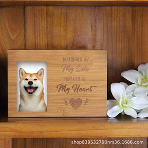 Pet Memorial Wooden Box Rectangle <b>Urn</b> For Dog <b>Cat</b> Photo Frame Durable Pet Caskets - Product Image 1