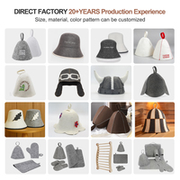 Chapeau de sauna écologique à séchage rapide avec logo personnalisé, moderne, unisexe, chapeau de sauna en feutre de laine douce et de luxe, casquette seau pour sauna Banya & Spa