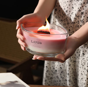 LANJO Wholesale 16oz Round Boat Jar Soy <b>Wax</b> Aromatherapy <b>Candle</b> with Large Wood Wick 770Ml in Bulk - Product Image 5