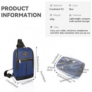 Bolso bandolera de compras para hombre, de lujo, nuevo, azul marino, poliéster, impermeable, con acceso fácil al móvil, de la fábrica BSCI. - Product Image 6