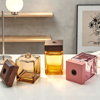 Diffuseur d'huiles essentielles haut de gamme en verre carré grand format, sans flamme, rechargeable, avec impression sérigraphique colorée