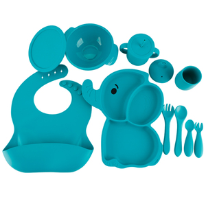 Juego <span class=keywords><strong>de</strong></span> comedor para bebé <span class=keywords><strong>de</strong></span> silicona <span class=keywords><strong>de</strong></span> grado alimenticio con diseño <span class=keywords><strong>de</strong></span> elefante bonito-Placa <span class=keywords><strong>de</strong></span> succión fuerte con tapa <span class=keywords><strong>de</strong></span> cuenco <span class=keywords><strong>de</strong></span> doble ASA Tazas <span class=keywords><strong>Cubiertos</strong></span> para niños - Product Image 3