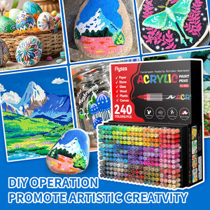 12/24/36/48/72/120/168/240色アクリルマーカー斜め柔らかいブラシチップ着色紙用永久インク - Product Image 3