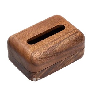 Boîte à mouchoirs en bois massif couleur noyer, coins arrondis, pour salon, voiture, salle de bain - Product Image 2