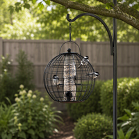 Mangeoire à oiseaux anti-écureuils, diamètre 30xH31,5 cm, cage suspendue en métal pour jardin extérieur