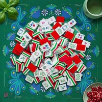 Jeu de Mahjong américain gravé à 4 couches de 160 tuiles, édition boutique vert magenta, tapis Paon de la Forêt