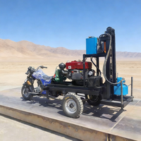 Foreuse rotative diesel montée sur tricycle pour puits d'eau, avec pompe à boue et moteur, profondeur max. 200 m, utilisation facile