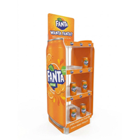 Présentoir de boissons personnalisé en gros à 4 niveaux en plastique avec impression sur panneau latéral pour la promotion en magasin de détail