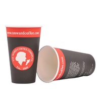 Gobelets à café en papier jetables écologiques personnalisés imprimés avec revêtement PE à paroi simple Hokom 16 oz pour boissons, lait et autres boissons