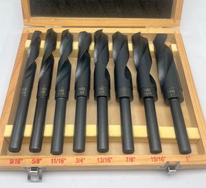 APEX 8pcs fully ground HSS 4241 black oxide Reduced Shank Twist <b>Drill</b> <b>Bit</b> set with wooded <b>box</b> - Product Image 5