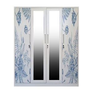 ตู้อัลมิร่าห์เหล็กลายดอกไม้เฟอร์นิเจอร์ห้องนอนโลหะแบบโมเดิร์น4ประตูตู้เก็บของสำหรับเก็บเสื้อผ้า - Product Image 4