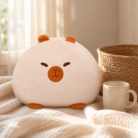 Coussin en peluche Capybara mignon avec visage brodé, coussin rond doux en forme d'animal pour la décoration moderne des canapés et un cadeau idéal pour un salon confortable