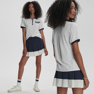 Ensemble de sport pour femme, sexy, style Tenniscore, avec jupe polo de golf à demi-zip, en polyester respirant et à séchage rapide, plissé, pour l'entraînement, avec logo personnalisé - Product Image 2