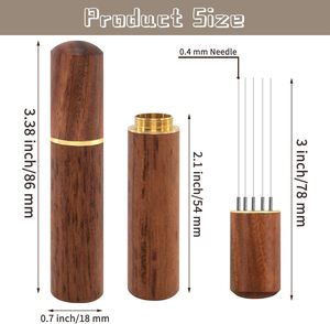 เครื่องกวนผงกาแฟแบบพกพาด้ามจับทำจากไม้บาริสต้าอุปกรณ์8เข็ม - Product Image 2