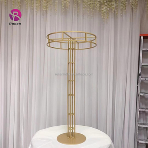 حامل زهور فاخر لتزيين حفلات الزفاف، رف ذهبي لامع من طبقتين لتنسيق الزهور، حامل زهور طويل لتزيين طاولات المناسبات - Product Image 6