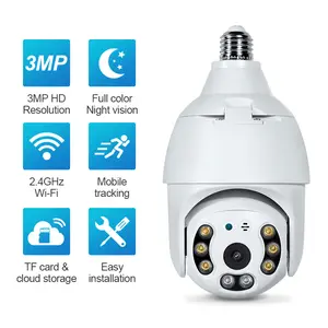 Lampadina Wireless intelligente per la casa Ip Hd telecamera di rete Cctv Wifi di sicurezza Ptz di sorveglianza a 360 gradi