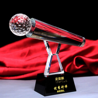 Trophée de microphone en verre personnalisé, trophée de cristal pour chanteur, trophée musical, concours de voix pour spectacle de talents, récompense mobile