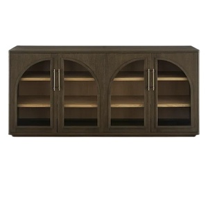 Meuble <span class=keywords><strong>TV</strong></span> de style américain en bois massif avec design arqué, console de contrôle multimédia, armoire de rangement simple et armoire à vaisselle - Product Image 1