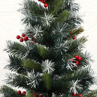 Sapin de Noël artificiel réaliste en PVC de haute qualité avec décorations de cône de pin et baies rouges pour salon et fêtes