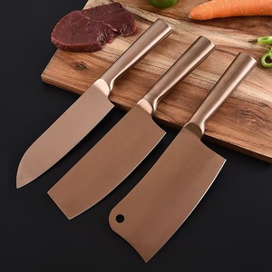 Nuevo Juego de Cuchillos de Cocina de Lujo en Dorado (3 Piezas): Cuchillo para Picar de Acero Inoxidable, Cuchillo para Cortar Carne, Cuchillo para Frutas, Cuchillo de Cocina - Product Image 1