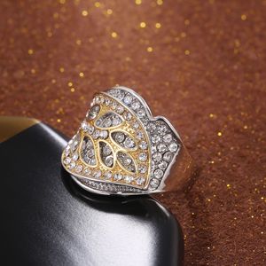 Elegante anello a forma di foglia bicolore per donna, design con intarsi scintillanti, gioielli creativi alla moda - Product Image 6