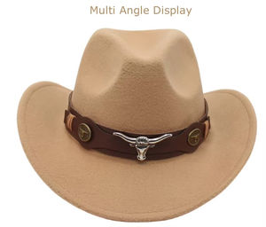 Chapeau de Cowboy et Cowgirl <span class=keywords><strong>Classique</strong></span> en Feutre Rose et Blanc à Large Bord, Style <span class=keywords><strong>Western</strong></span> Rodéo Mexicain pour Hommes, Femmes, Adultes et Enfants, Style Décontracté - Product Image 2
