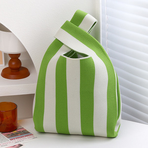 Korean Women's Knitted <strong>Bucket</strong> <strong>Bag</strong> With Hand Gift <strong>Handbag</strong> Street Trend Mini Tote <strong>Bag</strong> Knitted Striped <strong>Handbag</strong> and Purse - Product Image 3