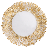 Assiette de présentation en verre argenté durable et moderne de 13 pouces, motif floral végétal, pour la décoration de table de mariage et de fête