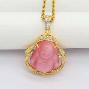Ready to Ship Hiphop Maitreya Buddha 18k Gold Plated Jade Necklace <b>Iced</b> <b>Out</b> Jewelry - Product Image 5