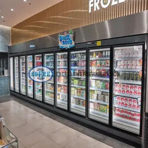 Супермаркет дисплей вертикальный стеклянный дверной дисплей холодильник витрина Коммерческая Морозильная камера