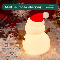 Lumière Nocturne LED Bonhomme de Neige de Noël Personnalisée en Silicone Étanche Dimmable Rechargeable par USB Cadeau de Noël pour Chambre à Coucher Lumière d'Ambiance