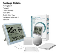 0.3 C hygromètres numériques pour chambre capteur d'humidité de la température thermomètre intérieur extérieur domestique avec heure et horloge