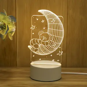 Creatieve Slaapkamer Led Klein Nachtlampje 3D Cartoon Kids Usb Bedlampje Tafellamp Holiday Gift