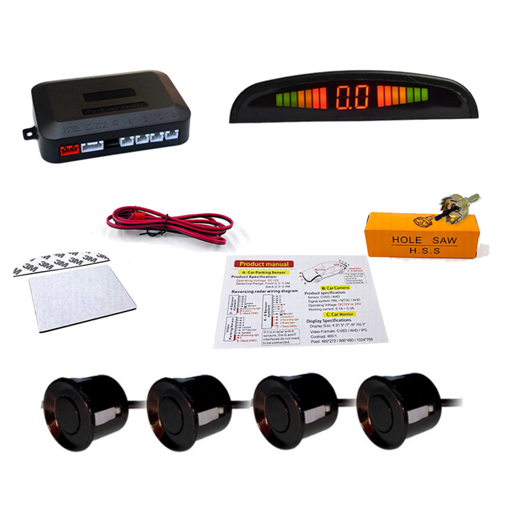 Автомобильный парктроник, комплект со светодиодным датчиком парковки, 4 датчика для всех автомобилей, Система помощи при движении задним ходом, система радара и монитора