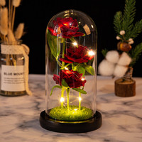 Décoration de la Saint-Valentin Simulation Rose Lumière LED Fleur Éternelle Préservée Cadeau de la Saint-Valentin Fête des Mères