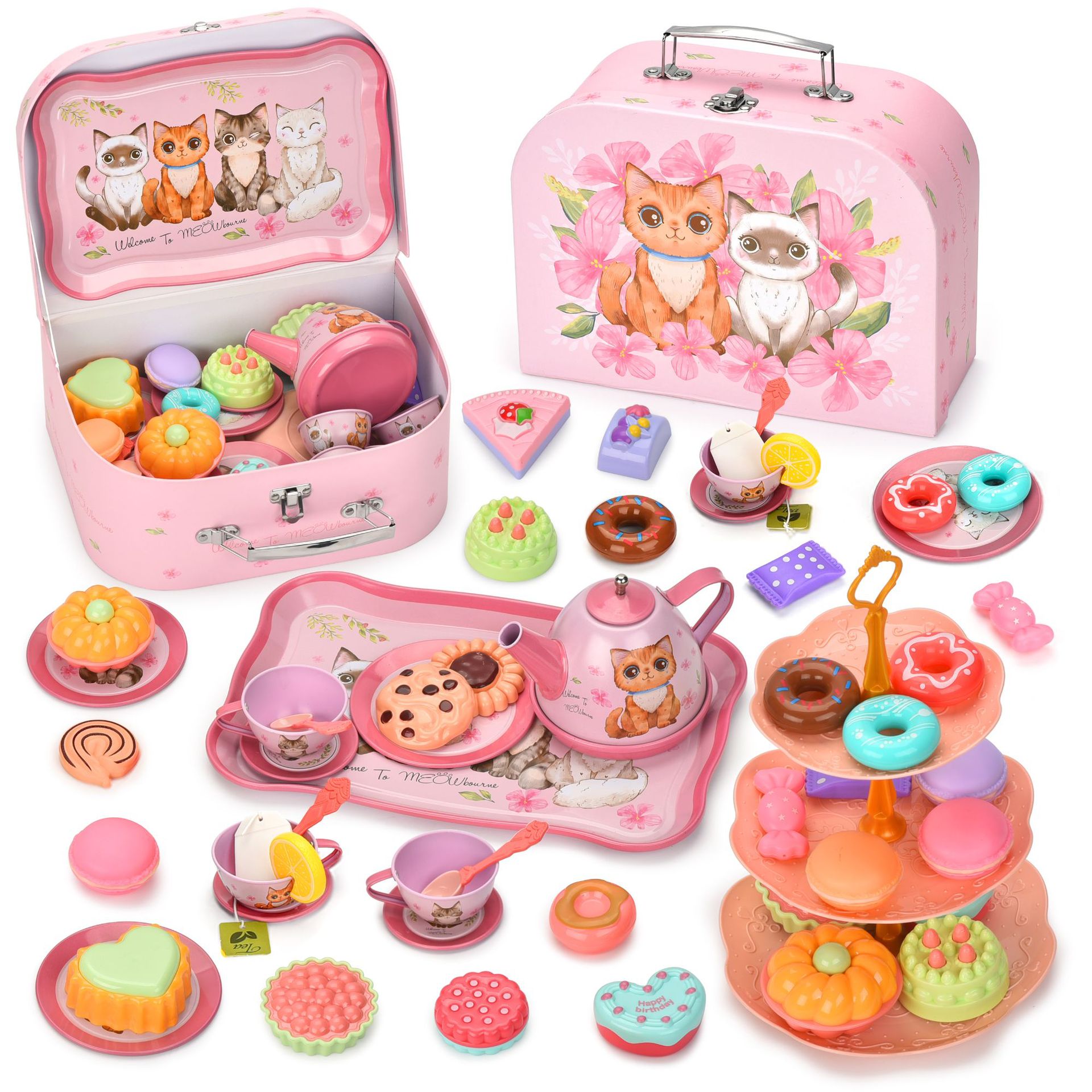 H513 tinplate cat afternoon tea-50pcs