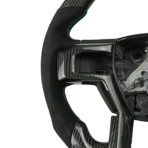 Volante de Fibra de Carbono Forjado Azul Personalizado para <span class=keywords><strong>Ford</strong></span> <span class=keywords><strong>F</strong></span>-<span class=keywords><strong>150</strong></span> Raptor <span class=keywords><strong>Shelby</strong></span> XL XLT 2021-2025 con Empuñadura de Cuero Perforado - Product Image 5