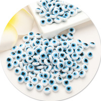 XINBAO XB1138 50 pièces/sac Perles plates en résine œil bleu 6mm 8mm, entretoises en plastique, perles lâches pour la décoration de montres
