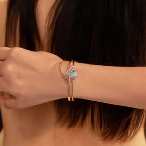 Bracelet en acier inoxydable 316L plaqué or PVD, motif œil porte-bonheur, durable et résistant, pour femme - Product Image 3