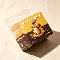 Boîte de rangement pour boissons en PVC transparent recyclable pour café et thé, design pliable avec crochet, laminage mat, logo personnalisé, impression UV
