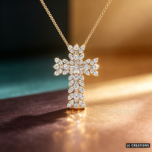 CUSTOM SILVER 10K/14K/18K GOLD PLATED LAB GROWN CVD DIAMOND CLASSIC ENGAGEMENT GIFT SWEATER <b>CHAIN</b> NECKLACE <b>CROSS</b> PENDANT - Product Image 1